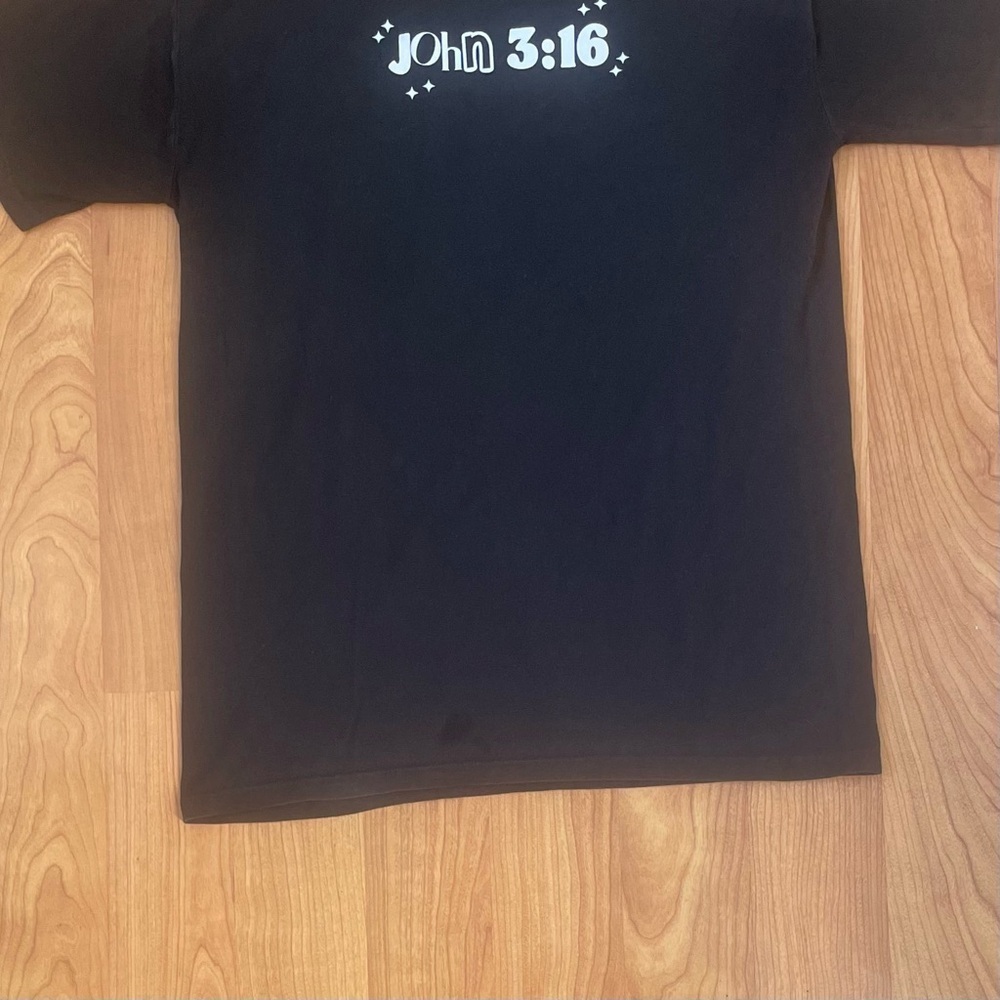 John 3:16 🕊️ God Loved Us So Much 
Black Basic Men’s Medium Tee 100% Cotton - Picture 5 of 5
